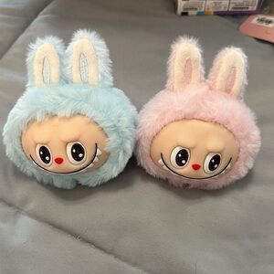 Labubu Cute Blue and Pink Bunny Plush Keychains
